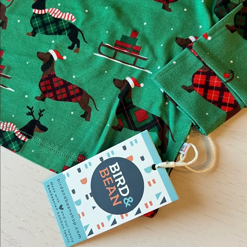 🎄 Bird and Bean Christmas Dogs Tartan Bamboo Pajama Set 2 4